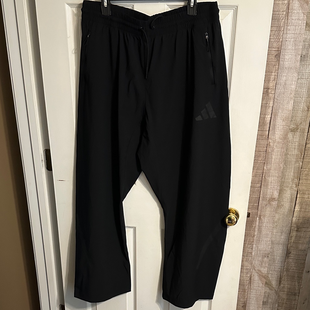Adidas Black Women's Wide Leg Track Pants With Elastic Waist